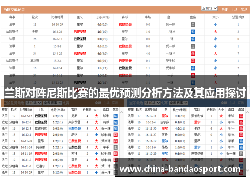 兰斯对阵尼斯比赛的最优预测分析方法及其应用探讨